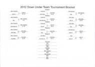 2012 Down Under Team Tournament Bracket - Down Under Sports