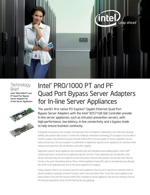 IntelÂ® PRO/1000 PT and PF Quad Port Bypass Server Adapters for ...