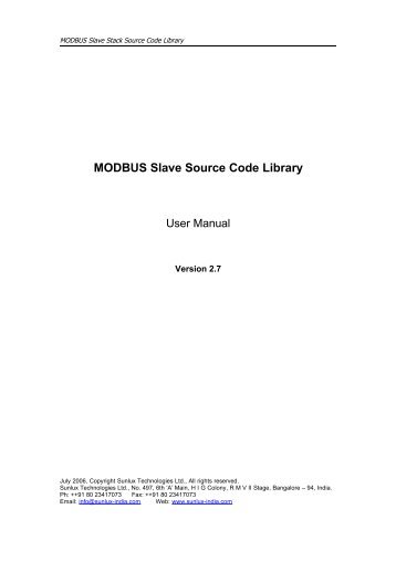 MODBUS Slave Source Code Library - Sunlux Technologies Ltd.