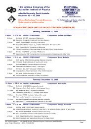 individual conference program - Physics - University of Adelaide