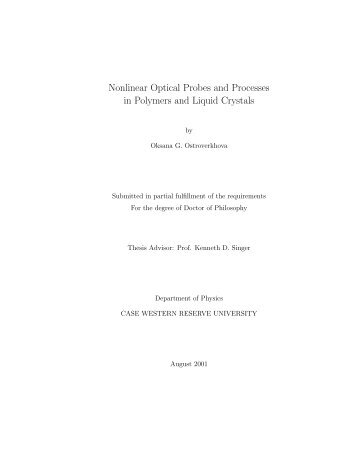 Nonlinear Optical Probes and Processes in Polymers and Liquid ...
