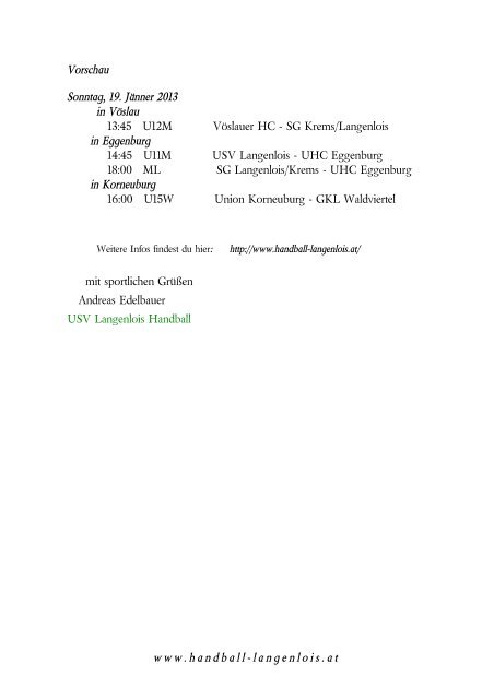 Newsletter 2013/14-13 - USV Langenlois Handball