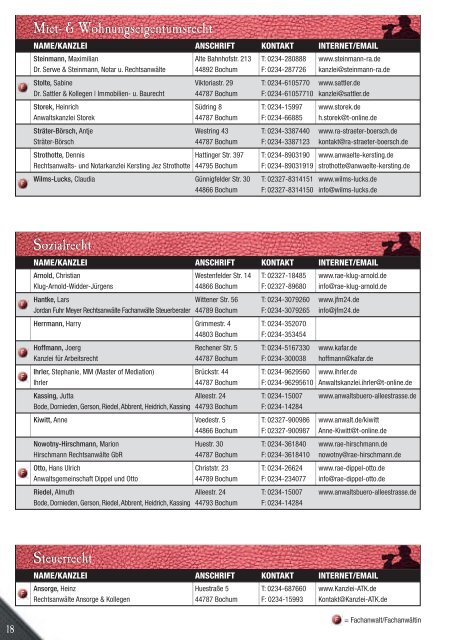 Adressbuch des - Bochumer Anwalt