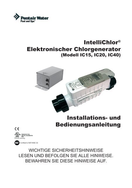 SI = ph + ChF + AF + tF + tDSF - Pentair Pool Europe