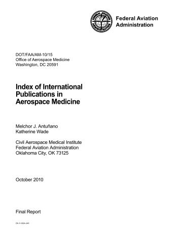 Index of International Publications in Aerospace Medicine