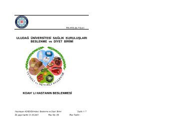 KOAH' lı Hastanın Beslenmesi - Uludağ Üniversitesi Sağlık Kuruluşları