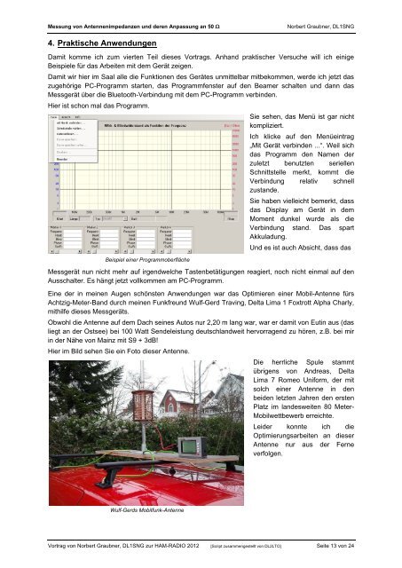 Messung von Antennenimpedanzen und deren Anpassung an 50 Î©