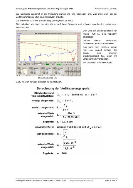 Messung von Antennenimpedanzen und deren Anpassung an 50 Î©