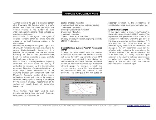 Surface Plasmon Resonance with the Autolab SPR ... - Metrohm