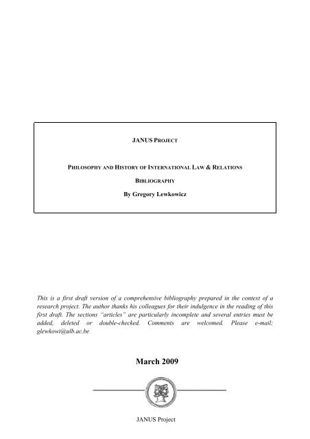 Pre-Westphalian Era up to 1648 - Centre Perelman de Philosophie ...