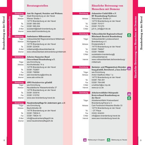 Wegweiser Pflege - Pflegeinitiative Brandenburg