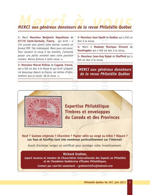 n° 297, juin 2011 - Philatélie Québec