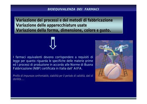 BIODISPONIBILITA' E BIOEQUIVALENZA DEI FARMACI GENERICI