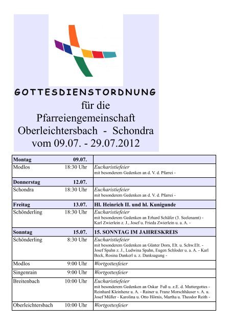 gottesdienstordnung - Pfarreiengemeinschaft Oberleichtersbach ...