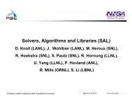 Solvers, Algorithms, and Libraries (SAL) Working Group Outbriefing