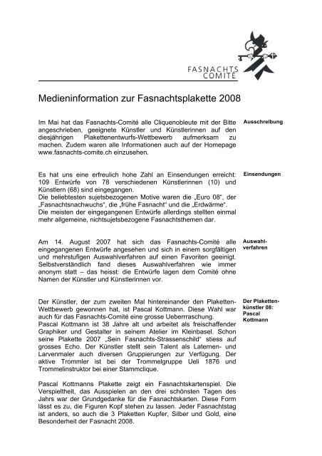 Medienmitteilung (PDF, 109KB) - Basler Fasnachts ComitÃ©