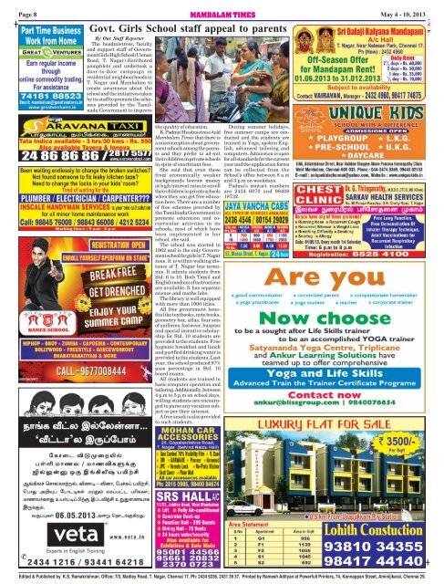 MAMBALAM TIMES The Neighbourhood Newspaper for T. Nagar ...