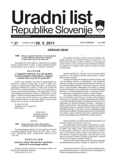 Uradni list RS - 037/2011, Uredbeni del - Ministrstvo za gospodarski ...