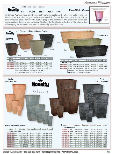 Artstone Planters - Patapsco Valley Sales Home Page