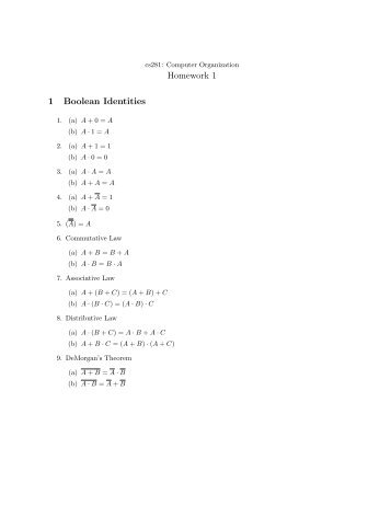 Homework 1 1 Boolean Identities