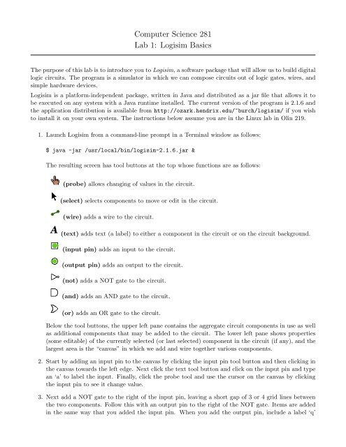 Computer Science 281 Lab 1: Logisim Basics