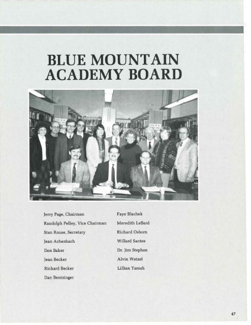 Blue Mountian Academy Yearbook - 1989 - Blue Mountain Academy