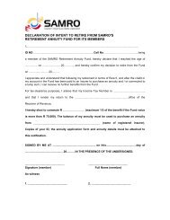 BENEFICIARY APPLICATION FOR SAMRO MEMBERSHIP