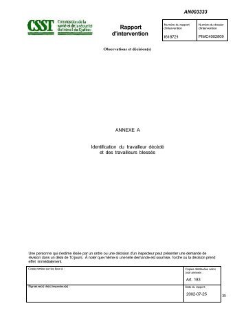 Rapport d'intervention - Centredoc.csst.qc.ca