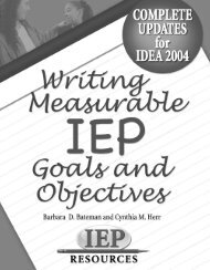 Writing Measurable IEP Goals and Objectives SAMPLE - Attainment ...