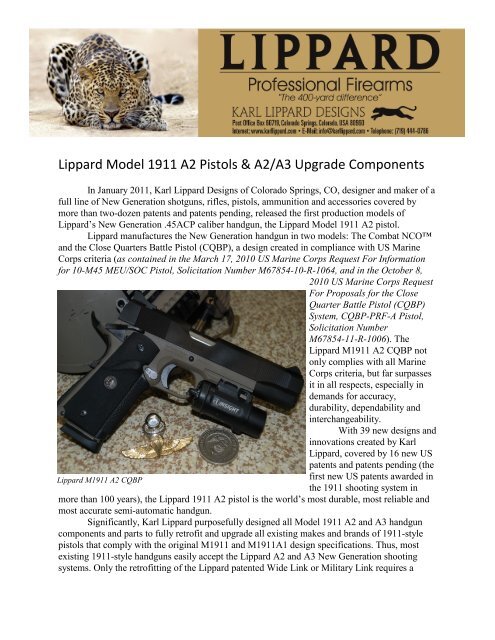 Lippard Model 1911 A2 Pistols & A2/A3 Upgrade ... - Karl Lippard