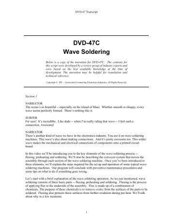 DVD-47C Wave Soldering - IPC Training Home Page