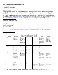 MS Friday Folder November 16, 2012 Principal's message: Dates to ...