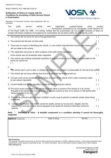 VTP12 Notification of Failure to Comply with the Conditions for ...