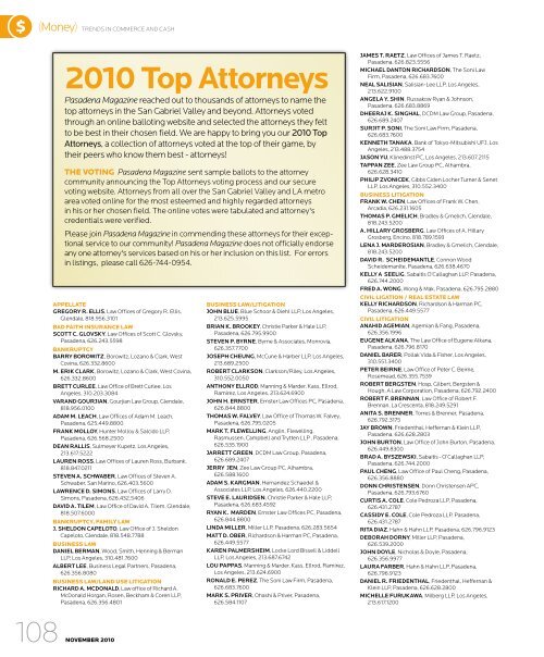 2010 Top Attorneys - Pasadena Magazine