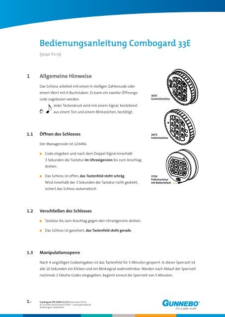 Bedienungsanleitung Combogard 33E