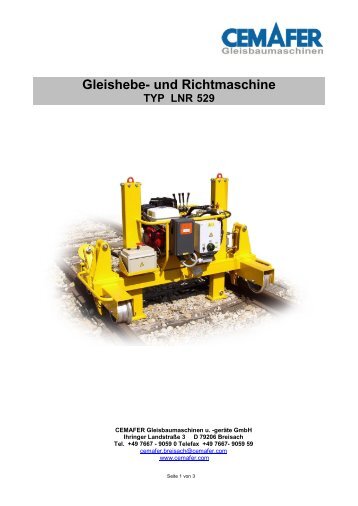 Gleishebe- und Richtmaschine TYP LNR 529 - Cemafer GmbH