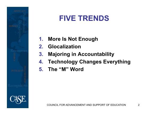 Five Trends in AdvancementâDistrict IV Conference April 5 ... - CASE