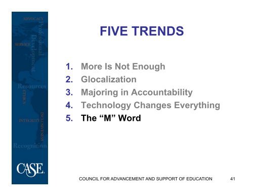 Five Trends in AdvancementâDistrict IV Conference April 5 ... - CASE