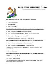 ROCK CYCLE SIMULATION Pre-Lab - Marcia's Science Teaching ...