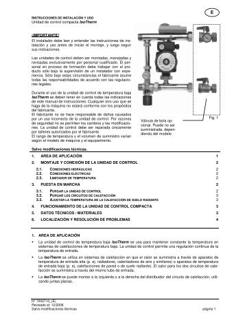 Unidad de control compacta IsoTherm ... - Watts Industries