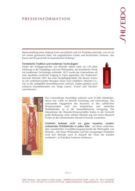PRESSEINFORMATION 30 Jahre Shiseido Deutschland GmbH - VKE