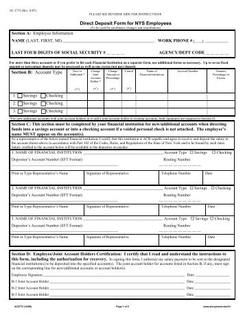 Direct Deposit Form for NYS Employees