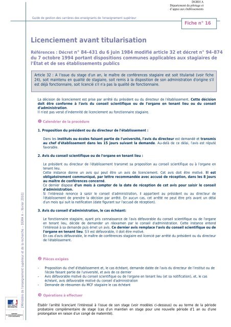 16 - Licenciement avant titularisation