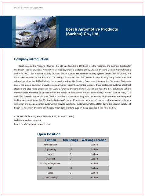 Bosch Automotive Products Suzhou Co Ltd