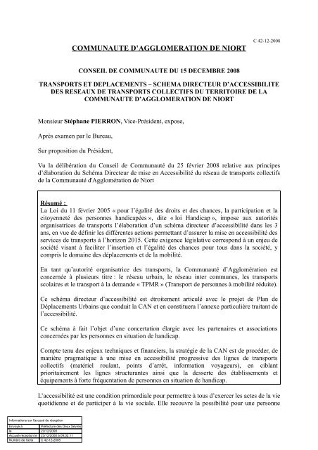 Annexe 2 du PDU - Communauté d'Agglomération de Niort