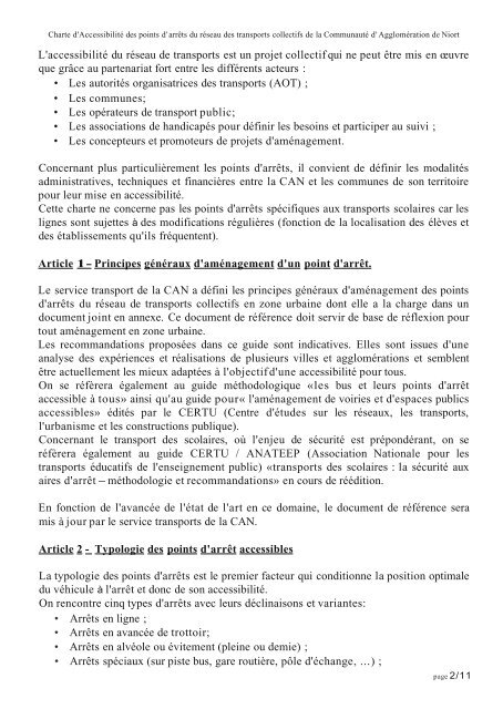 Annexe 2 du PDU - Communauté d'Agglomération de Niort