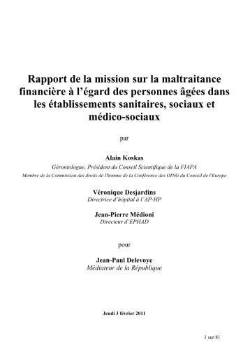 Rapport de la mission sur la maltraitance financiÃ¨re Ã  l'Ã©gard des ...