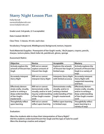 Starry Night Lesson Plan
