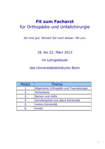 Fit zum Facharzt - Klinik für Orthopädie und Unfallchirurgie der ...