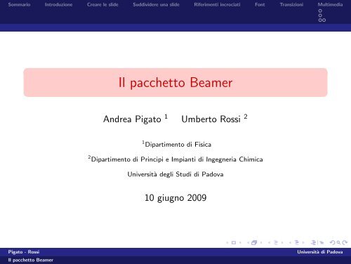 Presentazione con il pacchetto Beamer